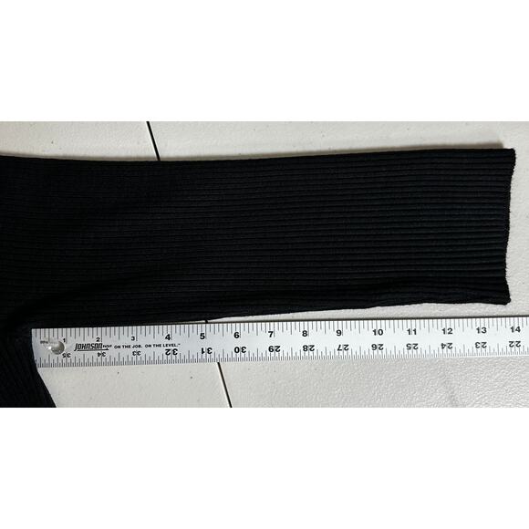 Chelsea & Theodore Black Sweater XL scalloped neckline pleated bottom tunic - Picture 9 of 11